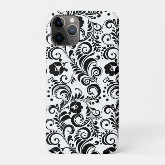 かわいい白黒フローラ背景デザイン Case-Mate iPhoneケース (裏)