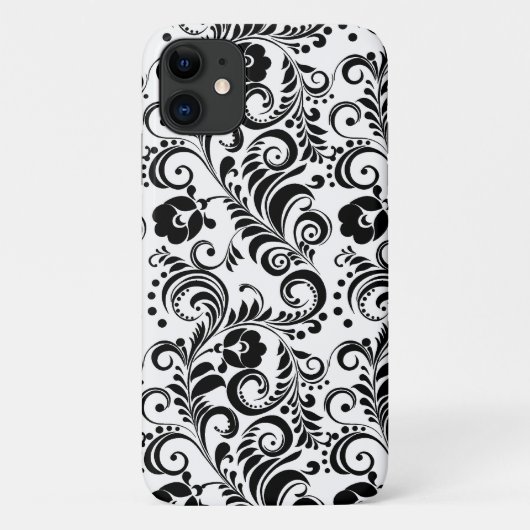 かわいい白黒フローラ背景デザイン Case-Mate iPhoneケース (裏面)