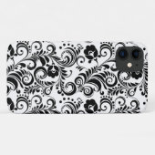 かわいい白黒フローラ背景デザイン Case-Mate iPhoneケース (裏面(横))