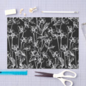 かわいい白黒フローラ 薄葉紙 (クラフト)