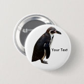 かわいい白黒フンボルトのペンギンの名札 缶バッジ (正面&裏面)
