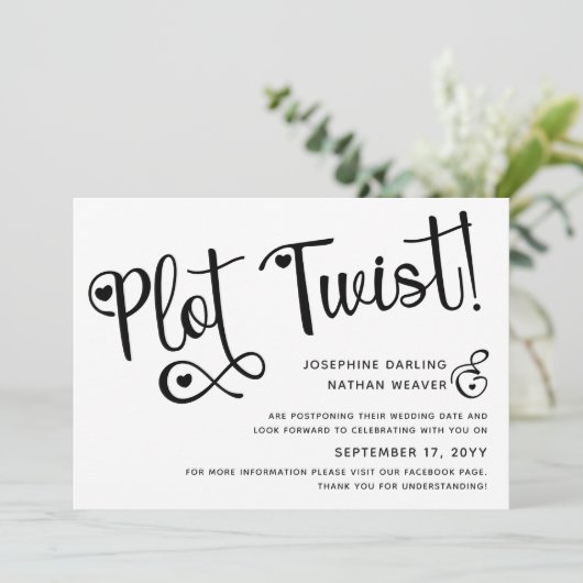 かわいい白黒プロットのツイスト結婚延期 セーブザデート (スタンド正面)