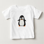 かわいい白黒ペンギンおもしろいと口ひげ ベビーTシャツ (正面)