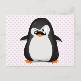 かわいい白黒ペンギンおもしろいと口ひげ ポストカード
