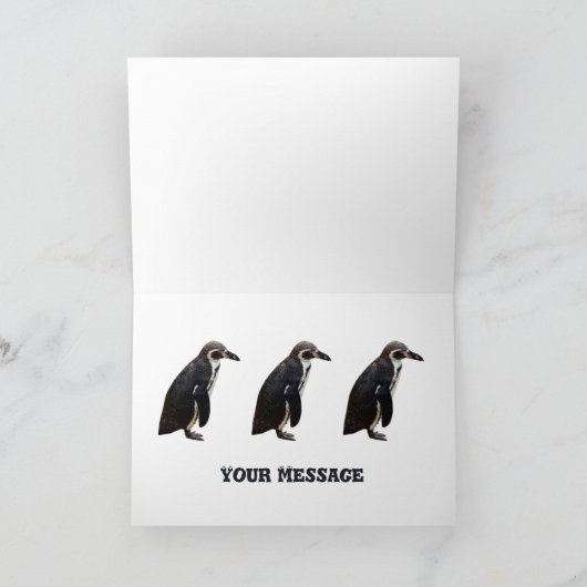 かわいい白黒ペンギン誕生日カード カード (内部)
