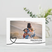 かわいい白黒ラインハート写真バレンタインデー シーズンカード (スタンド正面)