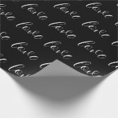 かわいい白黒ラブパターンバレンタモダンイン ラッピングペーパー (角)