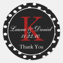 かわいい白黒レッド水玉模様モノグラム結婚ズ