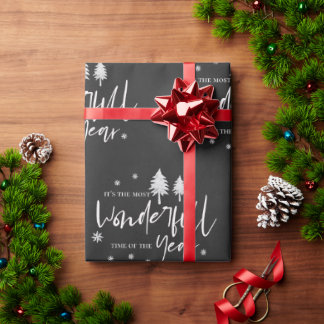 かわいい白黒一年で最も素敵な時間 ラッピングペーパー