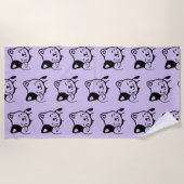 かわいい白黒子猫ハローパターン ビーチタオル (正面)