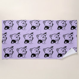 かわいい白黒子猫ハローパターン ビーチタオル