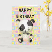 かわいい白黒小犬のバースデー・カード カード (黄色い花)