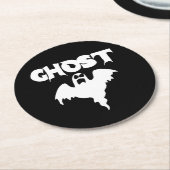 かわいい白黒幽霊ハロウィーン ラウンドペーパーコースター (アングル)