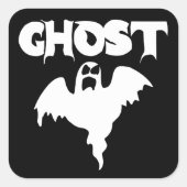 かわいい白黒幽霊 スクエアシール (正面)