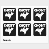 かわいい白黒幽霊 スクエアシール (シート)