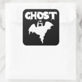 かわいい白黒幽霊 スクエアシール (バッグ)