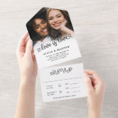 かわいい白黒愛は愛結婚のもの オールインワン招待状 (貼ってはがせる)