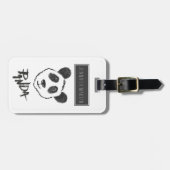 かわいい白黒手描きのパンダのタイポグラフィ ラゲッジタグ (正面横)