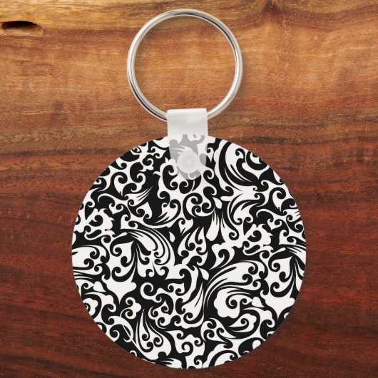 かわいい白黒抽象芸術背景デザインiPhone キーホルダー (正面)