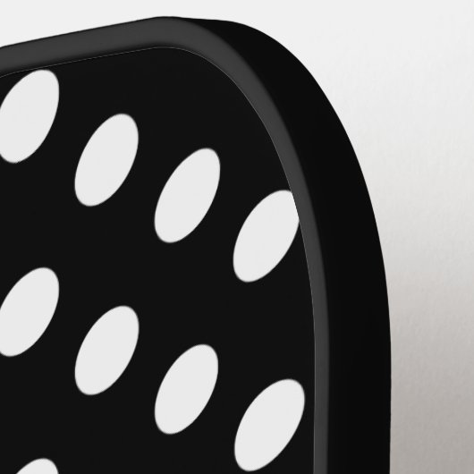 かわいい白黒水玉模様ピンクモノグラム ピックルボールラケット (左詳細)