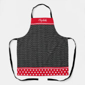 かわいい白黒水玉模様 エプロン (正面)