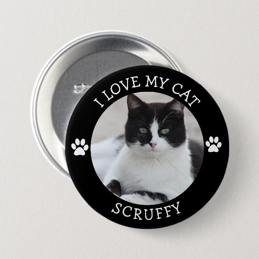 かわいい白黒猫の写真 缶バッジ (正面&裏面)