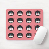かわいい白黒猫顔 パターン(の模様が)ある マウスパッド (マウス)