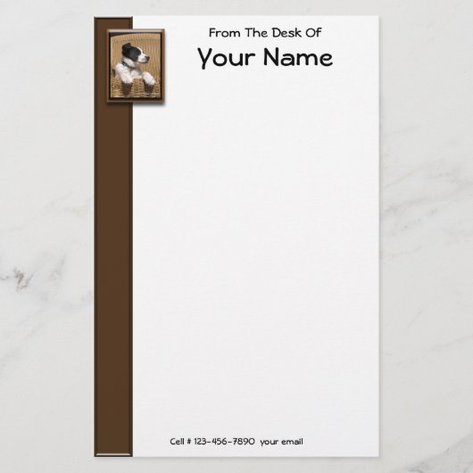 かわいい白黒眠っている子犬の写真パーソナライズされた 便箋 (正面)