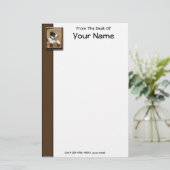 かわいい白黒眠っている子犬の写真パーソナライズされた 便箋 (スタンド正面)