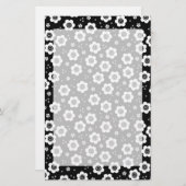 かわいい白黒花文房具 便箋 (正面/裏面)
