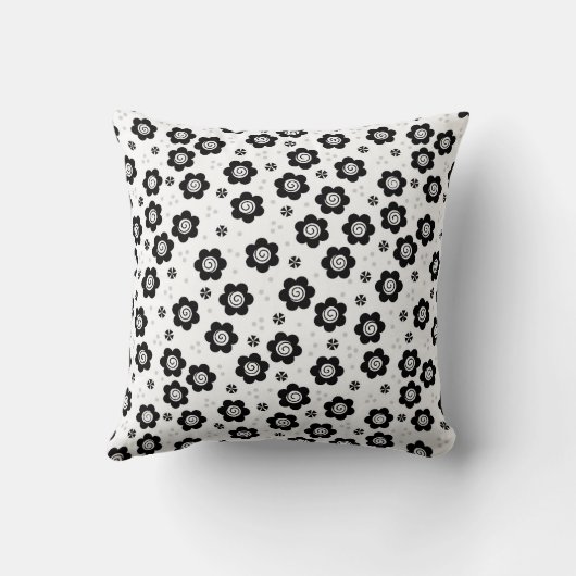 かわいい白黒花枕 クッション (裏面)
