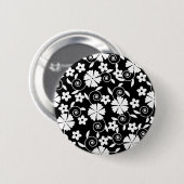 かわいい白黒花柄バスタオオルセット 缶バッジ (正面&裏面)