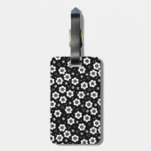 かわいい白黒花荷物札 ラゲッジタグ (裏面縦)