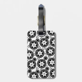 かわいい白黒花荷物札 ラゲッジタグ (裏面縦)