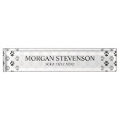 かわいい白黒足はパターンを印刷します デスクネームプレート (正面)