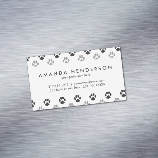 かわいい白黒足はパターンを印刷します マグネット名刺 (インサイチュ)