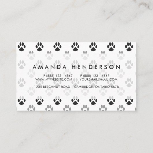 かわいい白黒足はパターンを印刷します 名刺 (裏面)