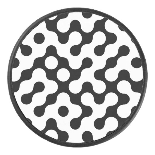 かわいい白黒迷路パターン アイスホッケーパック (正面)