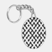 かわいい白黒迷路パターン キーホルダー (正面左)