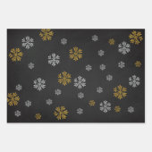 かわいい白黒金ゴールドクリスマスツリーオーナメントギフト ラッピングペーパーシート (正面2)