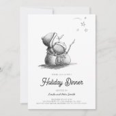 かわいい白黒雪だるまクリスマスパーティー 招待状 (正面)