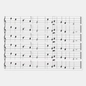 かわいい白黒音符パターンギフト ラッピングペーパーシート (正面2)