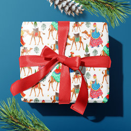 かわいい白3賢い男性のクリスマス ラッピングペーパー