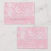 かわいい白&ピンクの夢捕手羽曼荼羅 名刺 (正面/裏面)