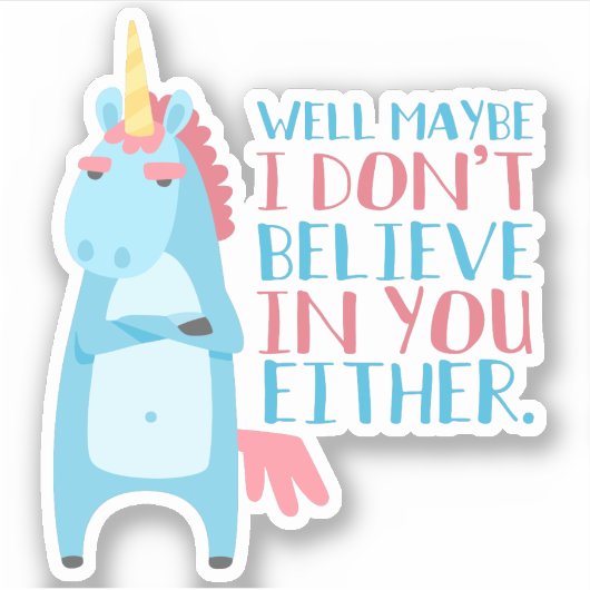 かわいい皮肉なユニコーンが信頼できる問題を抱えている シール (正面)