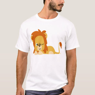かわいい目がさめている漫画のライオンのTシャツ Tシャツ