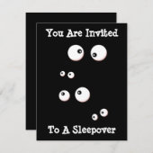 かわいい目が暗闇に キッズ・スリープオーバー招待状 招待状 (正面/裏面)