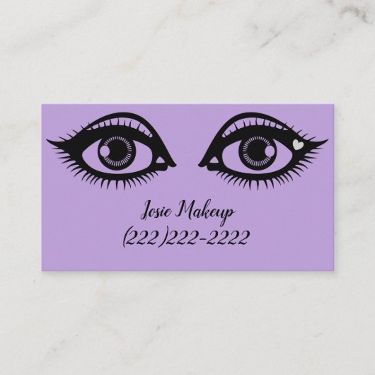 かわいい目プリントメイクアップアーティストラベンダーカラー 名刺 (正面)