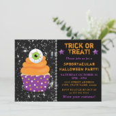 かわいい目玉のハロウィンカップケーキ子供パーティ 招待状 (スタンド正面)