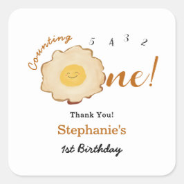かわいい目玉焼き 1歳の誕生日 スクエアシール